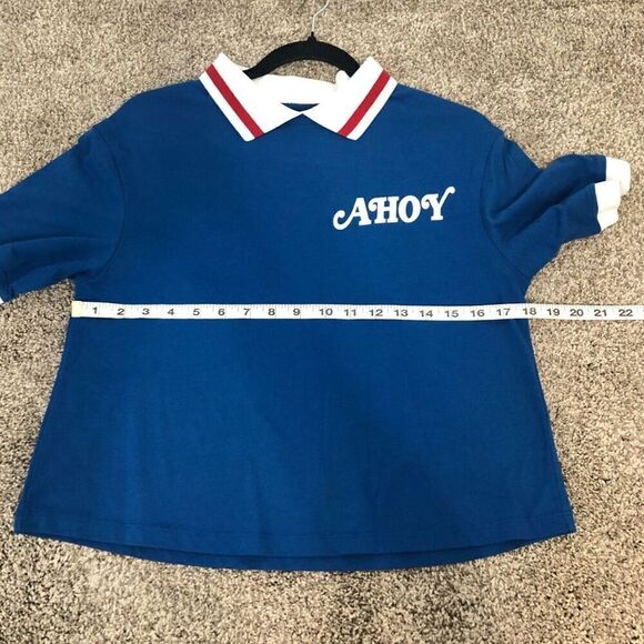 STRANGER THINGS Polo Crop Top Size Small Blue Scoops Ahoy Stranger Things - Picture 5 of 8